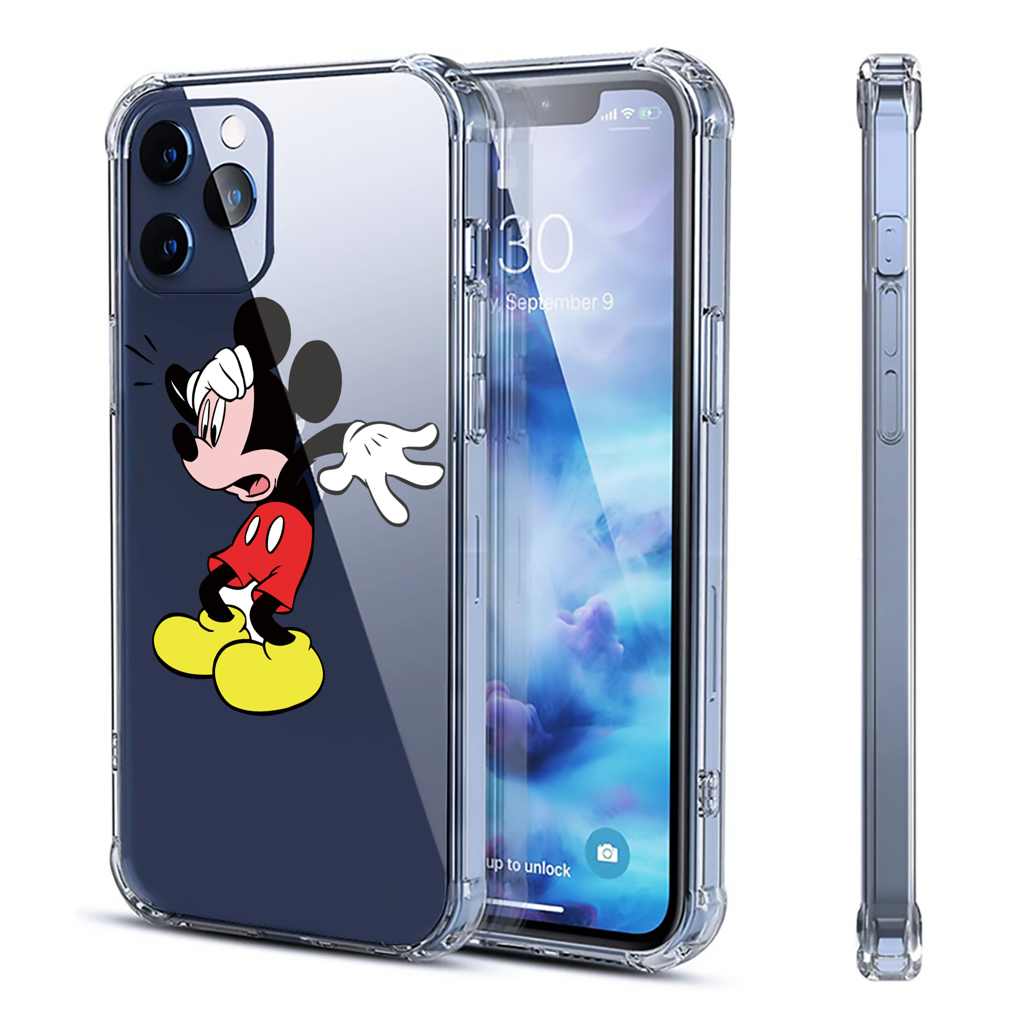（画像用） ミッキーマウス Mickey Mouse 【iPhone 12シリーズ対応】透明スマホケース（クリアソフトケース）